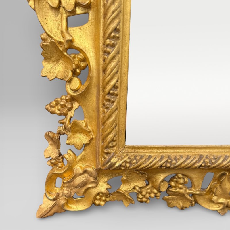 Antique Victorian Ornate & Floral Carved Small Giltwood Rectangular Wall Mirror - Image 7